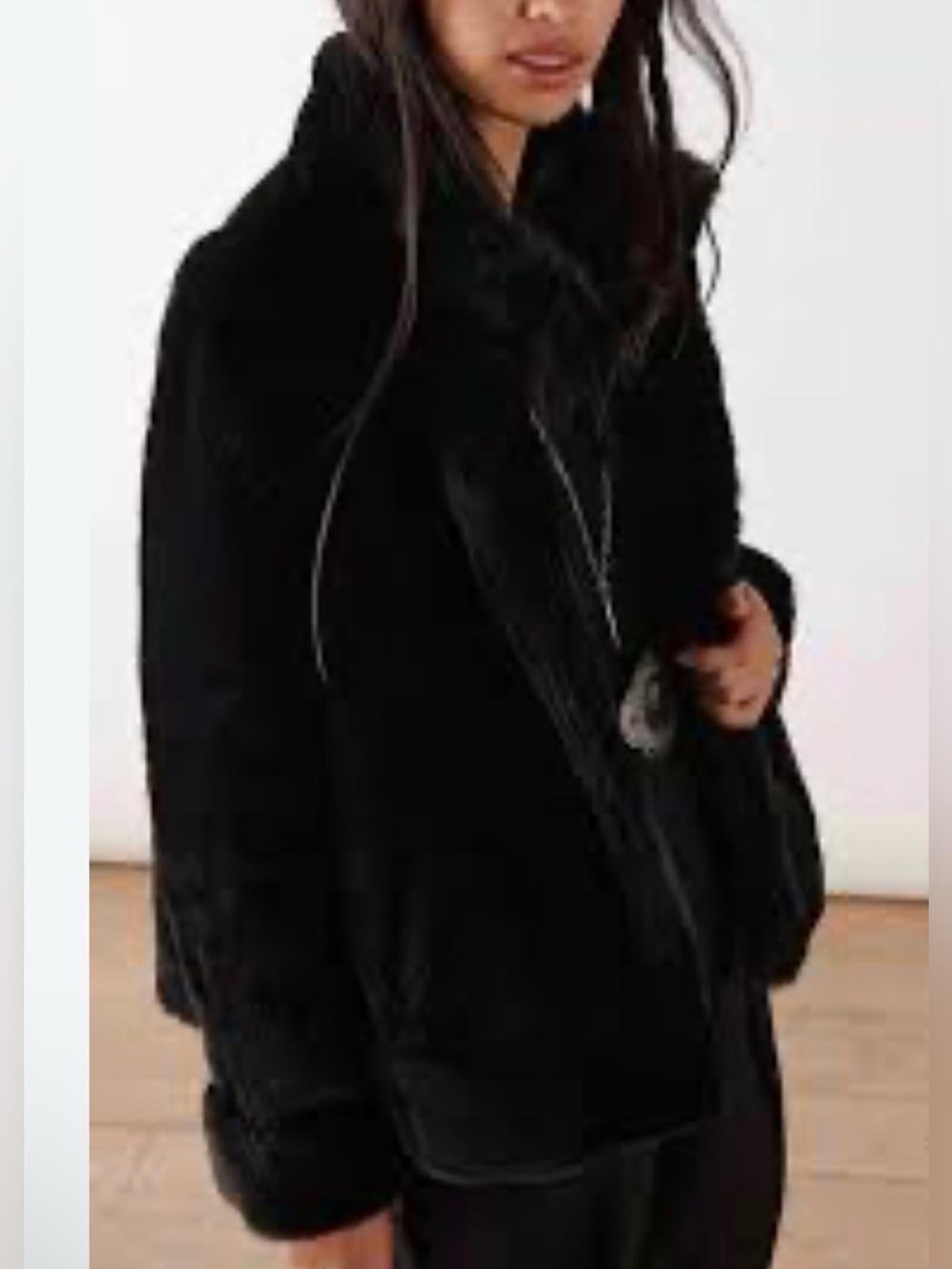 ba&sh Faux Fur Fanny Black Jacket